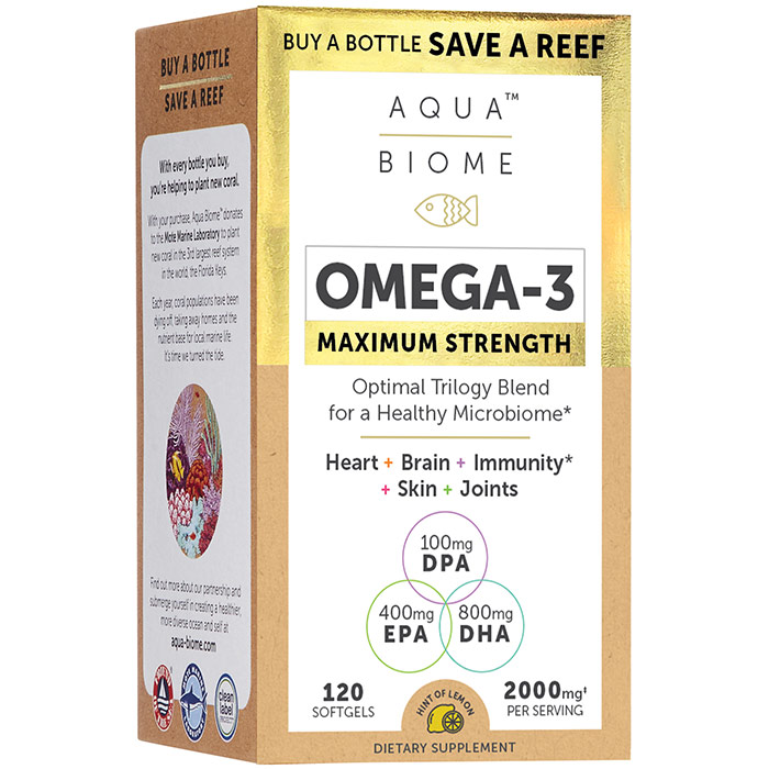 Aqua Biome Omega-3 Maximum Strength, Value Size, 120 Softgels, Enzymedica