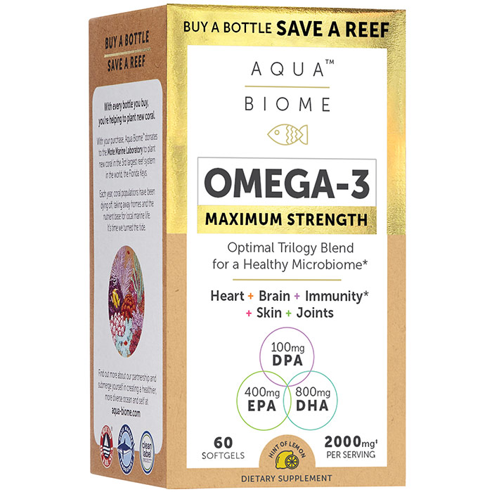 Aqua Biome Omega-3 Maximum Strength, 60 Softgels, Enzymedica