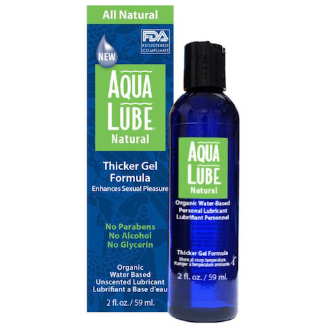 Aqua Lube Natural Personal Lubricant Water-Based Thicker Gel, 2 oz