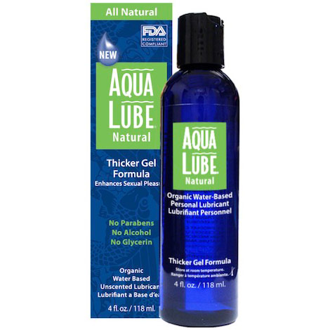 Aqua Lube Natural Personal Lubricant Water-Based Thicker Gel, 4 oz