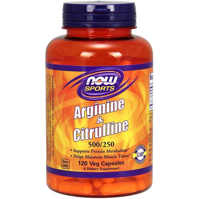 Arginine & Citrulline 500/250, 120 Veg Capsules, NOW Foods