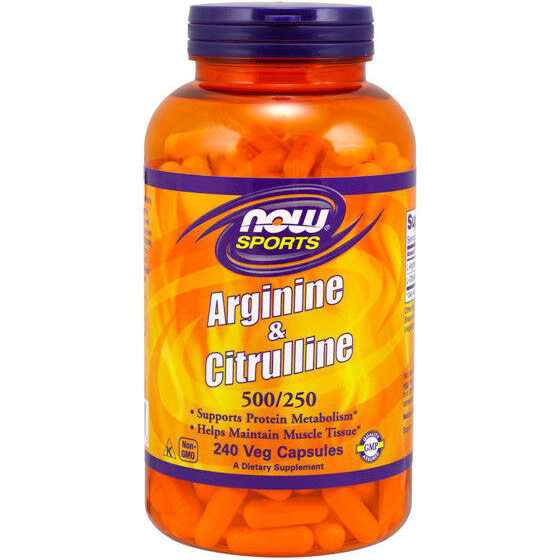 Arginine & Citrulline 500 mg/250 mg, 240 Veg Capsules, NOW Foods