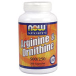 Arginine & Ornithine 500/250mg 250 Caps, NOW Foods