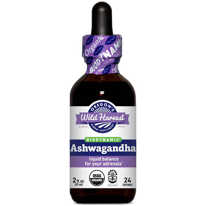 Ashwagandha, Biodynamic Herbal Tonic, Adrenal Health Support, 2 oz, Oregons Wild Harvest