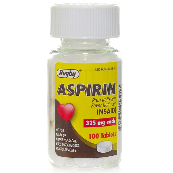 Aspirin 325 mg, Unboxed, 100 Tablets, Rugby Labs