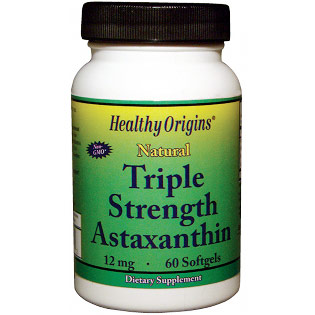 Triple Strength Astaxanthin, 12 mg, 60 Softgels, Healthy Origins