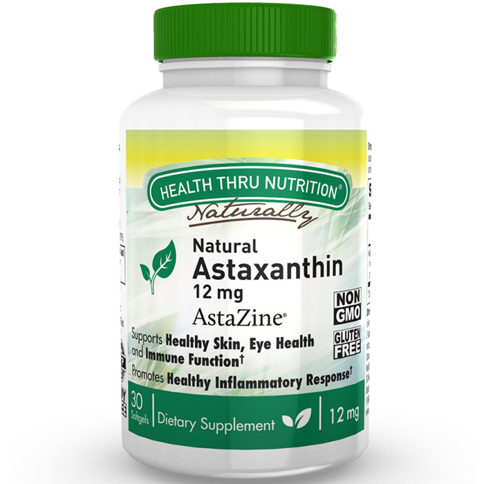 Astaxanthin (as Natural AstaZine) 12 mg, 30 Softgels, Health Thru Nutrition