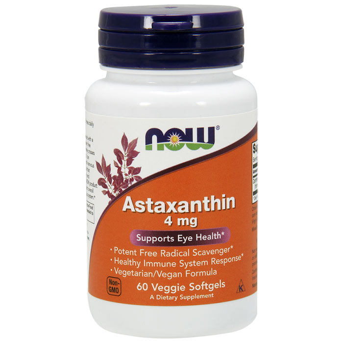 Astaxanthin 4 mg, 60 Veggie Softgels, NOW Foods