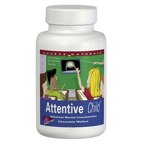 Attentive Child 60 Chewable Wafers, Enhance Mental Concentration, from Source Naturals