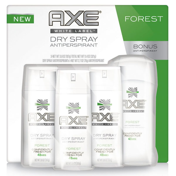 AXE White Label Dry Spray Antiperspirant with Bonus Deodorant Stick, 3/3.8 oz + 2.7 oz