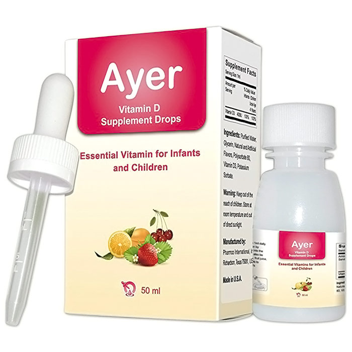 Ayer Liquid Vitamin D Supplement Drops for Infants & Children, 50 ml, Maxorb