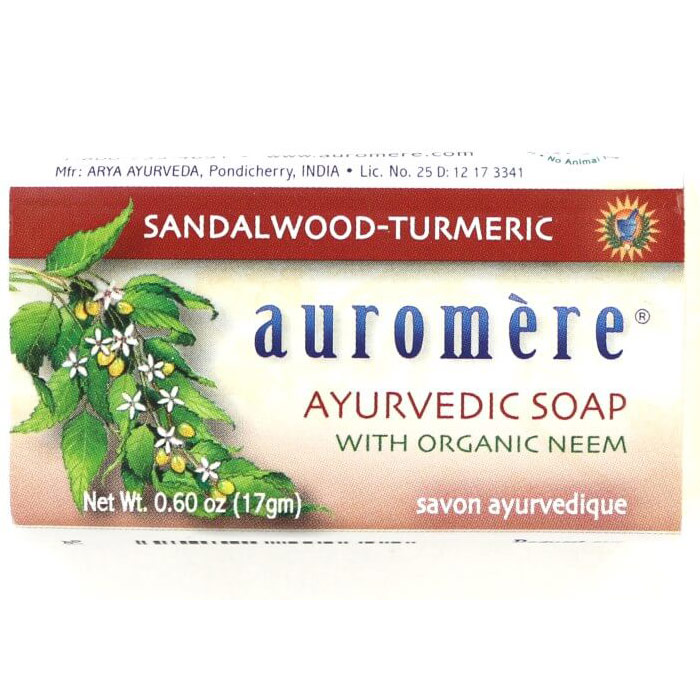 Ayurvedic Bar Soap Travel Size, Sandalwood Tumeric, 0.71 oz, Auromere