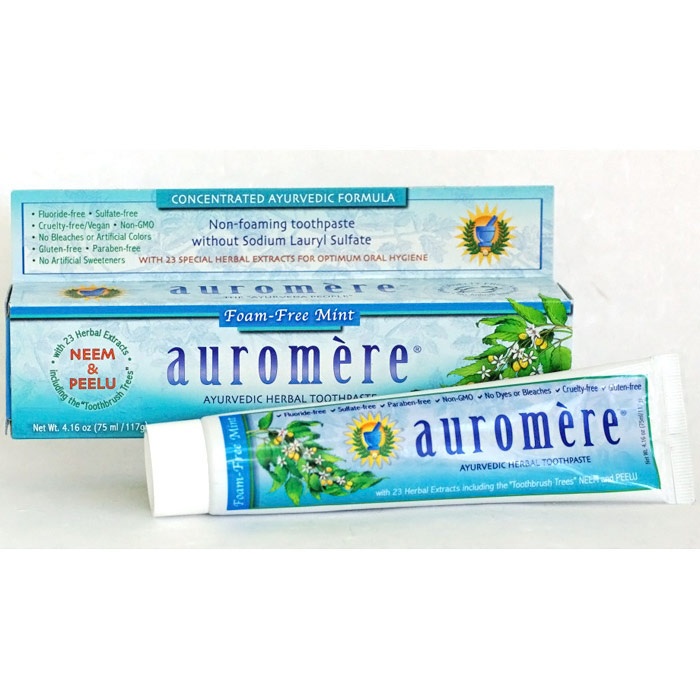 Ayurvedic Herbal Toothpaste, Foam-Free Mint, 4.16 oz, Auromere