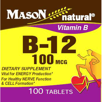 Mason Natural Vitamin B-12 100 mcg, 100 Tablets, Mason Natural