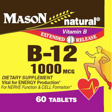 Vitamin B-12 1000 mcg, Timed Release, 60 Tablets, Mason Natural