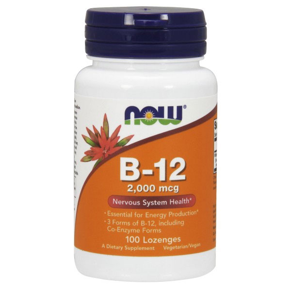 NOW Foods Vitamin B-12 2000 mcg Chewable, 100 Lozenges, NOW Foods