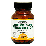 Active B-12 DiBencozide 3000 mcg w/Folic Acid Sublingual 30 Tablets, Country Life
