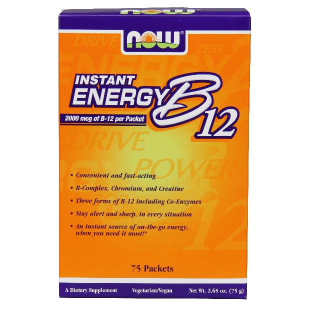 Vitamin B-12 Instant Energy, 75 Packets, NOW Foods