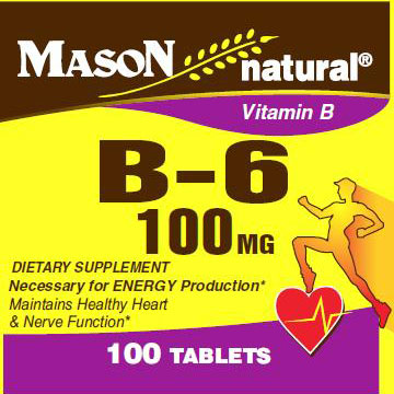 Vitamin B-6 100 mg, 100 Tablets, Mason Natural