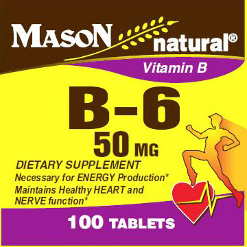 Vitamin B-6 50 mg, 100 Tablets, Mason Natural