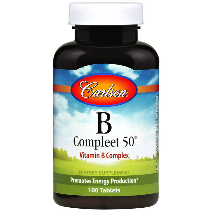 Carlson Laboratories B-Compleet 50, Vitamin B Complex, 100 tablets, Carlson Labs