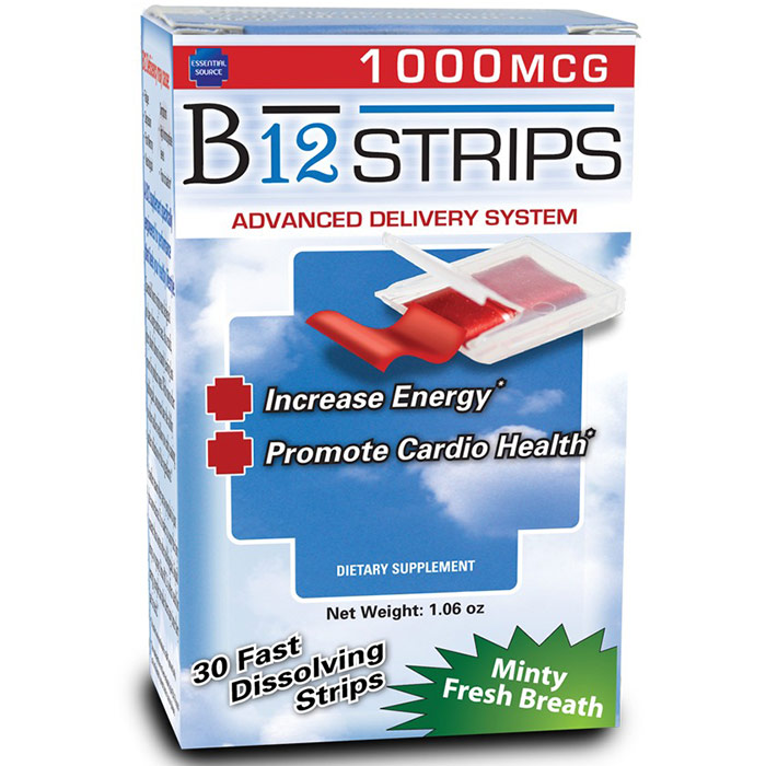 Vitamin B12 Strips 1000 mcg, 30 Strips, Essential Source