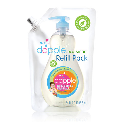 Baby Bottle & Dish Liquid, Refill Pack, 34 oz, Dapple