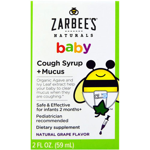 Baby Cough Syrup + Mucus, Natural Grape Flavor, 2 oz, Zarbees Naturals