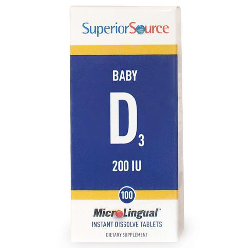 Superior Source Baby Vitamin D3 Infant Formula, 100 Instant Dissolve Tablets, Superior Source