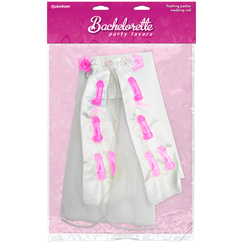 Bachelorette Party Favors Flashing Pecker Wedding Veil, Pipedream Products