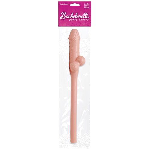Bachelorette Party Favors Jumbo Pecker Sipping Straw, 11 Inch, Flesh, 1 pc, Pipedream Products