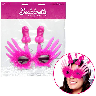 Bachelorette Party Favors Masquerade Glasses, Pink, Pipedream Products