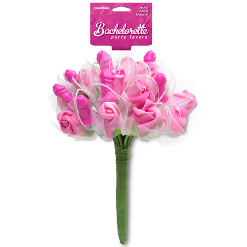 Bachelorette Party Favors Pecker Flower Bouquet, Pink, Pipedream Products