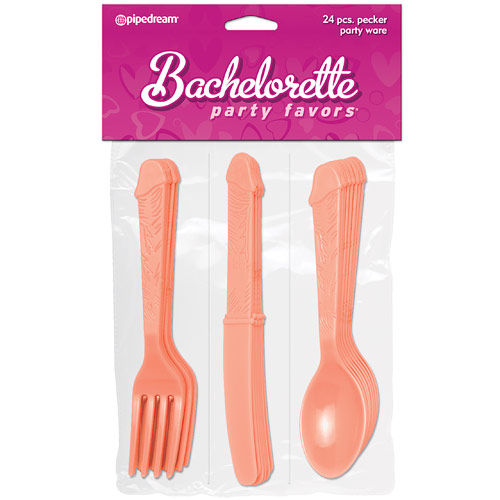 Bachelorette Party Favors Pecker Party Plastic Ware, 24 pc, Pipedream Products
