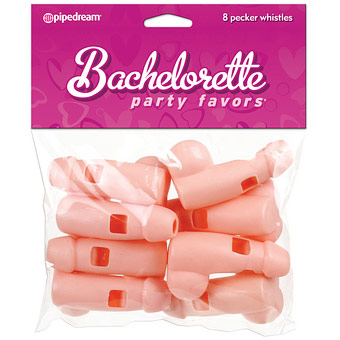 Bachelorette Party Favors Pecker Whistles, Flesh, 8 pc, Pipedream Products