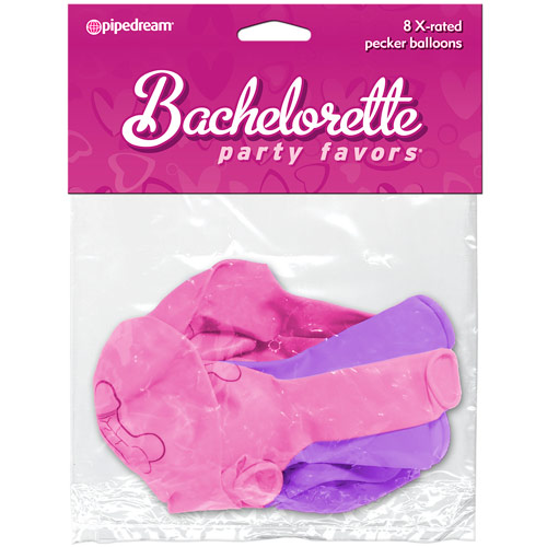 Bachelorette Party Favors X-Rated Pecker Balloons, Pink & Purple, 8 pc, Pipedream Products