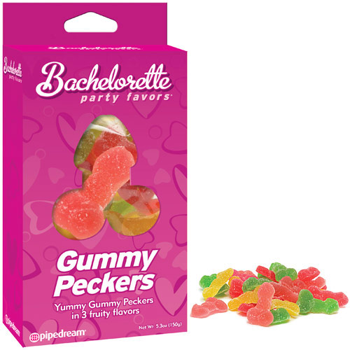 Pipedream Products Bachelorette Party Favors Yummy Gummy Peckers in 3 Fruity Flavors, Gummy Candy, 5.3 oz, Pipedream Products