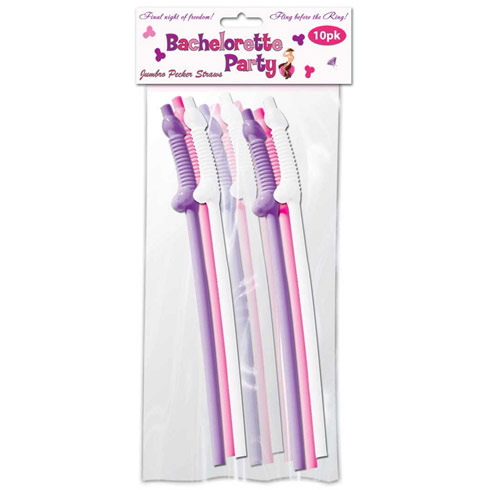 Bachelorette Party Jumbo Pecker Straws, 10 Pack, Hott Products