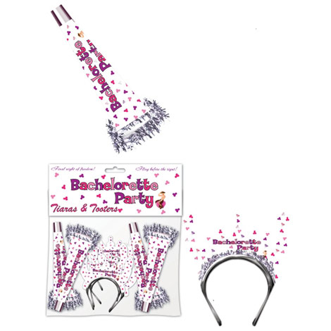 Hott Products Bachelorette Party Tiaras & Tooters, 8 Pack, Hott Products