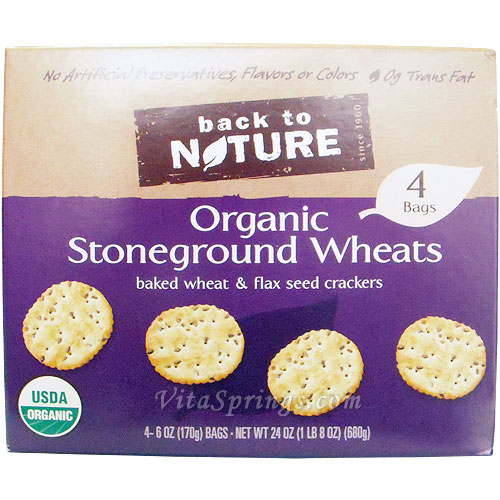 Back To Nature Organic Stoneground Wheats Baked Wheat & Flax Seed Crackers, 24 oz (680 g)