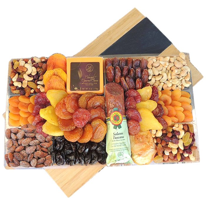 Bamboo & Slate Board Cheese Tray, Gift Set, 62 oz, Vacaville Fruit Company