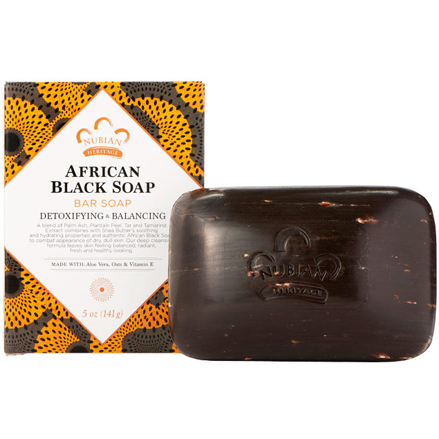 African Black Soap Bar Soap, 5 oz, Nubian Heritage