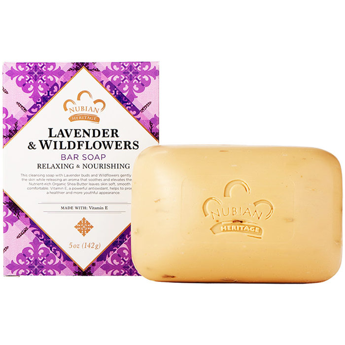 Nubian Heritage Shea Butter Bar Soap, with Lavender & Wildflowers, 5 oz, Nubian Heritage