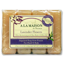 Hand & Body Bar Soap Value Pack, Lavender Flowers, 4 x 3.5 oz, A La Maison
