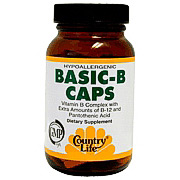 Basic B (25 mg B Complex) 90 Vegicaps, Country Life