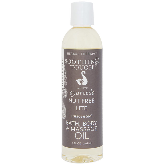 Bath, Body & Massage Oil, Nut Free Lite Unscented, 8 oz, Soothing Touch