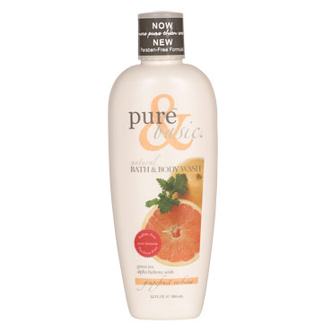 Pure & Basic Natural Bath & Body Wash, Grapefruit Verbena, 12 oz, Pure & Basic