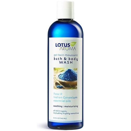 Lotus Aroma Bath & Body Wash, Rose & Indian Geranium Essential Oils, 12.5 oz, Lotus Aroma