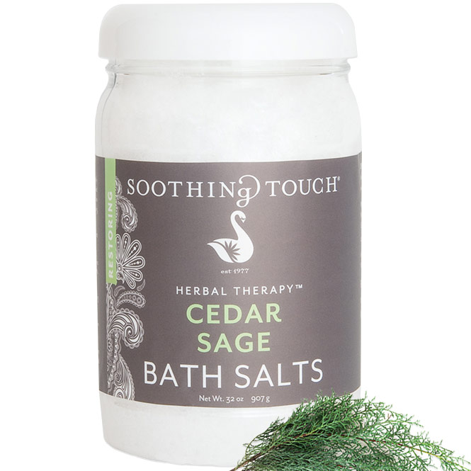 Bath Salts - Cedar Sage, 32 oz, Soothing Touch