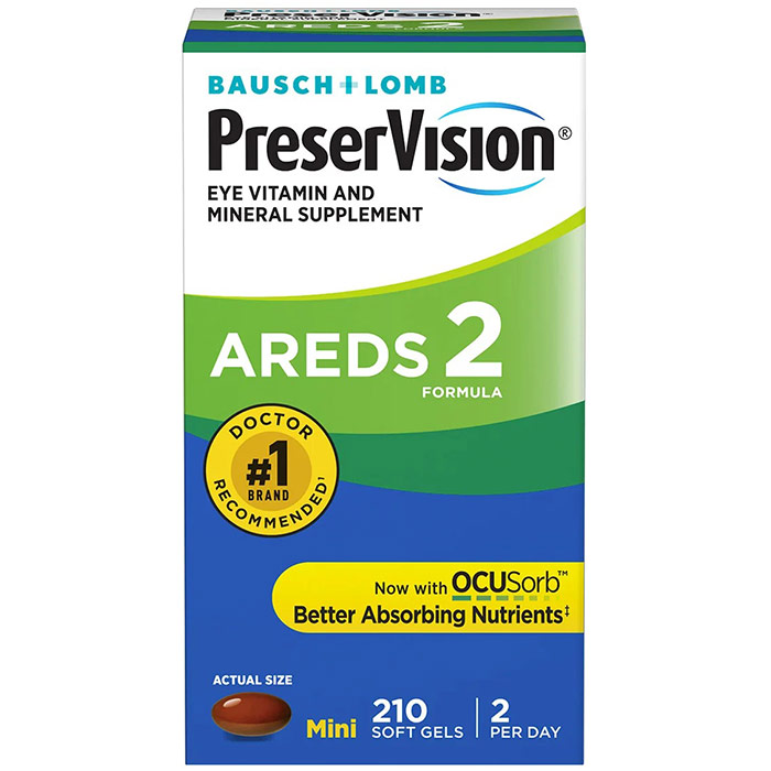 Bausch + Lomb PreserVision AREDS 2 Formula, With Lutein & Zeaxanthin, 180 Softgels